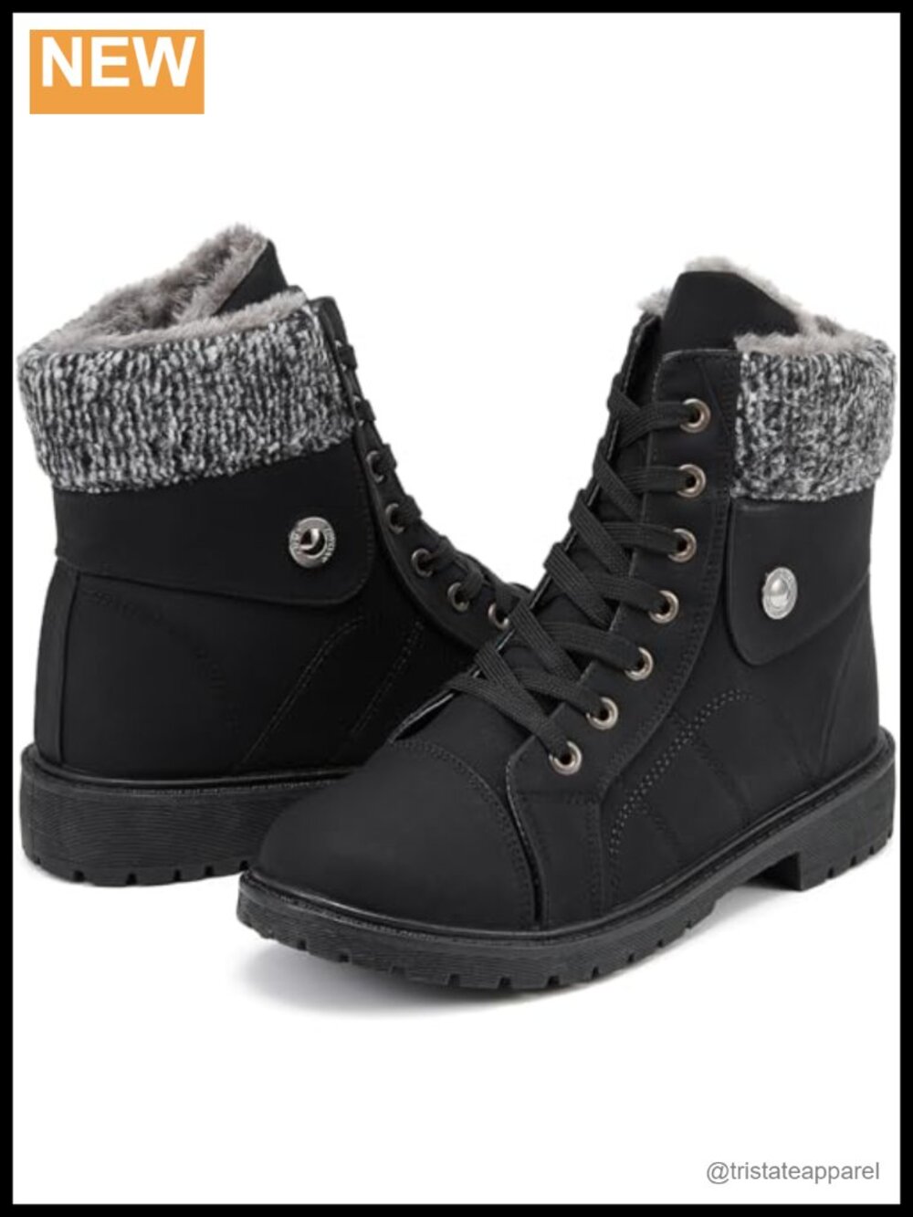 Womens Winter Snow Boots Fur Lined Water-Resistant Ankle Booties Combat